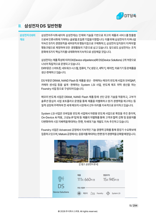 삼성전자 DS 일반현황 미리보기