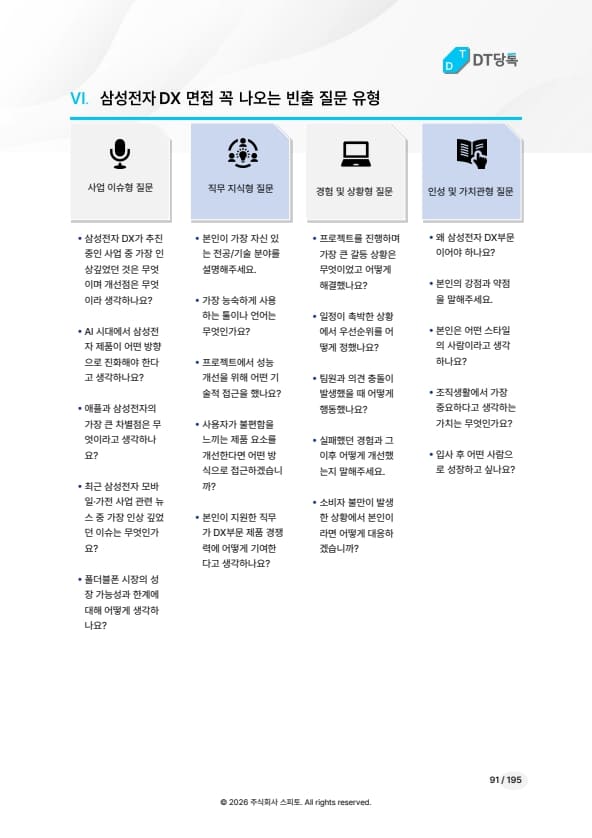 삼성전자 DX 빈출 질문 유형 미리보기