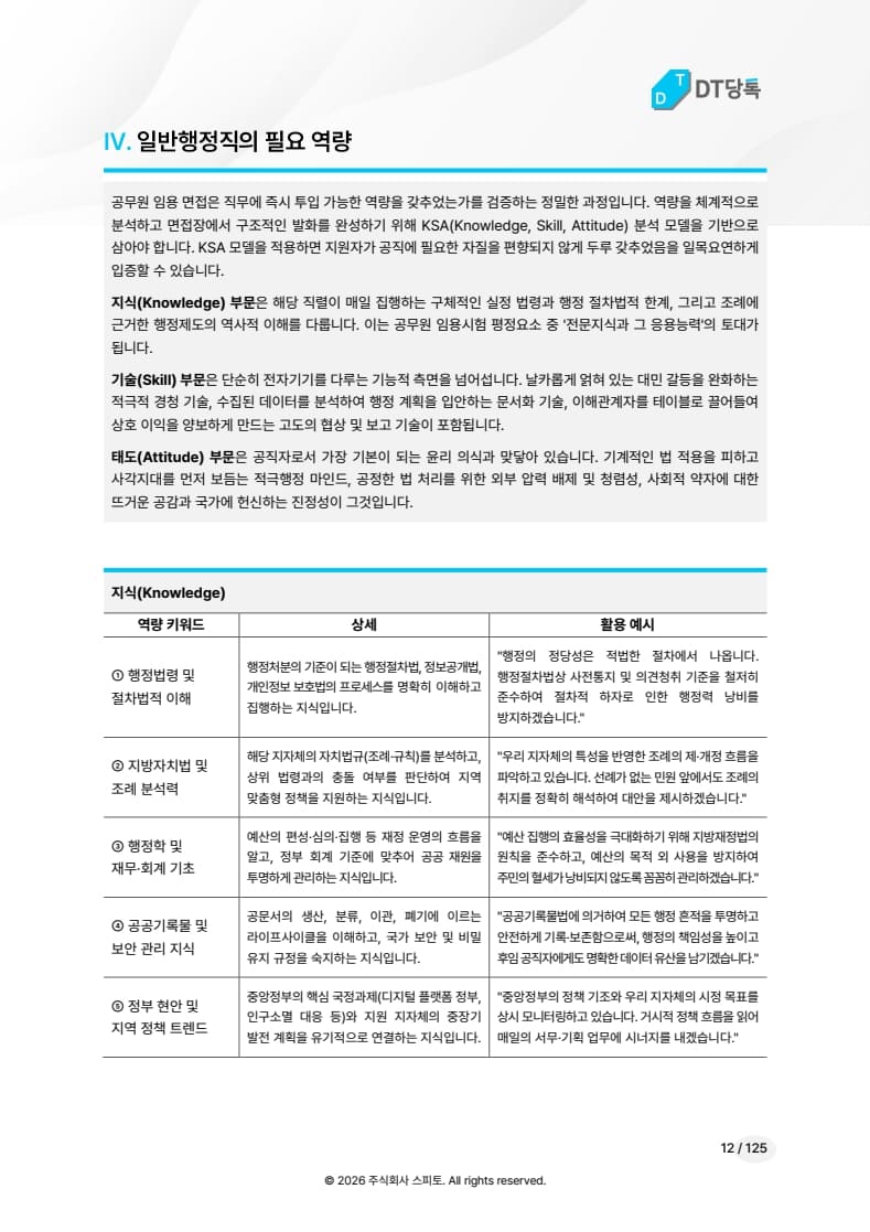 일반행정직 필요 역량 미리보기
