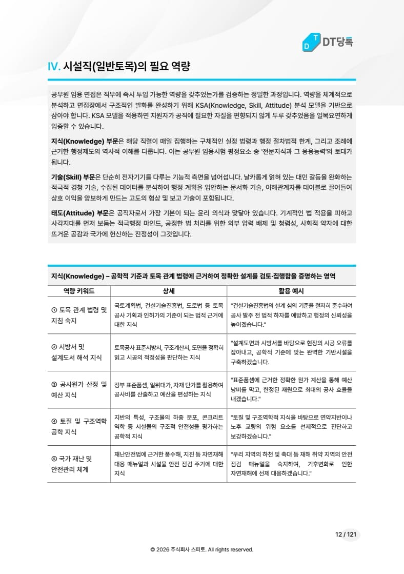 시설직 일반토목 필요 역량 미리보기